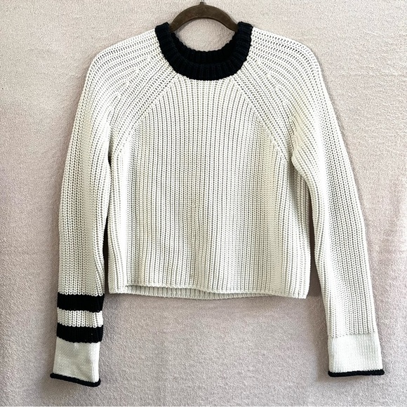 rag & bone Sweaters - Rag & Bone Chunky Knit Greer Pullover Sweater Women’s M Ivory/Black Stripe Crew